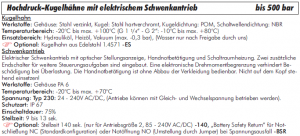 Hochdruck-Kugelhähne, Stahl verzinkt, mit elektrischem Schwenkantrieb, bis 500 bar, alle Größen